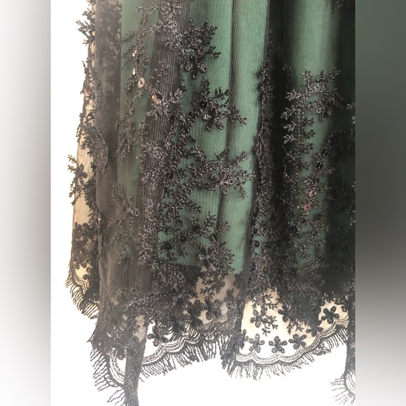 Modcloth Be Still My Heart dress by Darling size XS black and green, lace, bow - Picture 5 of 8